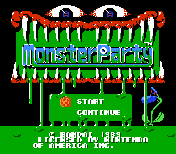 Monster Party (NES) screenshot: Title screen