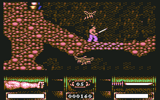 First Samurai (Commodore 64) screenshot: Sword! That's a personal weapon