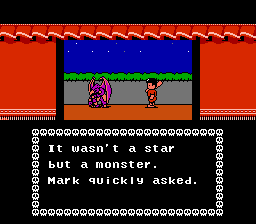 Monster Party (NES) screenshot: Oh no! It's Bert the monster!