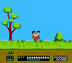 VS. Duck Hunt (NES) screenshot: The dog thinks that's funny.