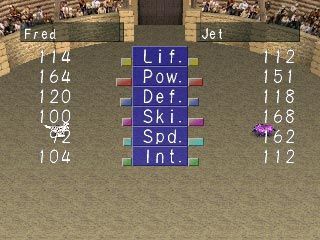 Monster Rancher (PlayStation) screenshot: Before a Battle, Stats are Compared