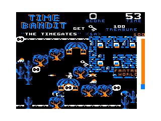 Time Bandit (TRS-80 CoCo) screenshot: The timegates - select your world