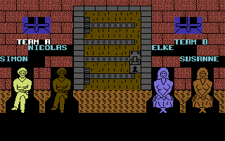 Monster Trivia (Commodore 64) screenshot: The game begins (four players)