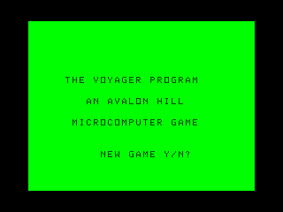 Voyager I: Sabotage of the Robot Ship (TRS-80 CoCo) screenshot: Intro screen
