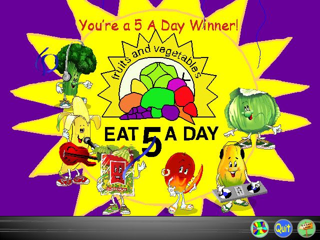 5 A Day Adventures (Windows) screenshot: Winning the game by collecting all the tokens and gold stars