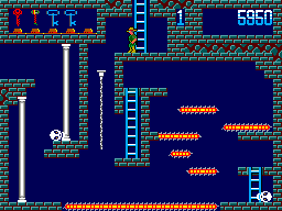Montezuma's Revenge (SEGA Master System) screenshot: Two rolling skulls in this area