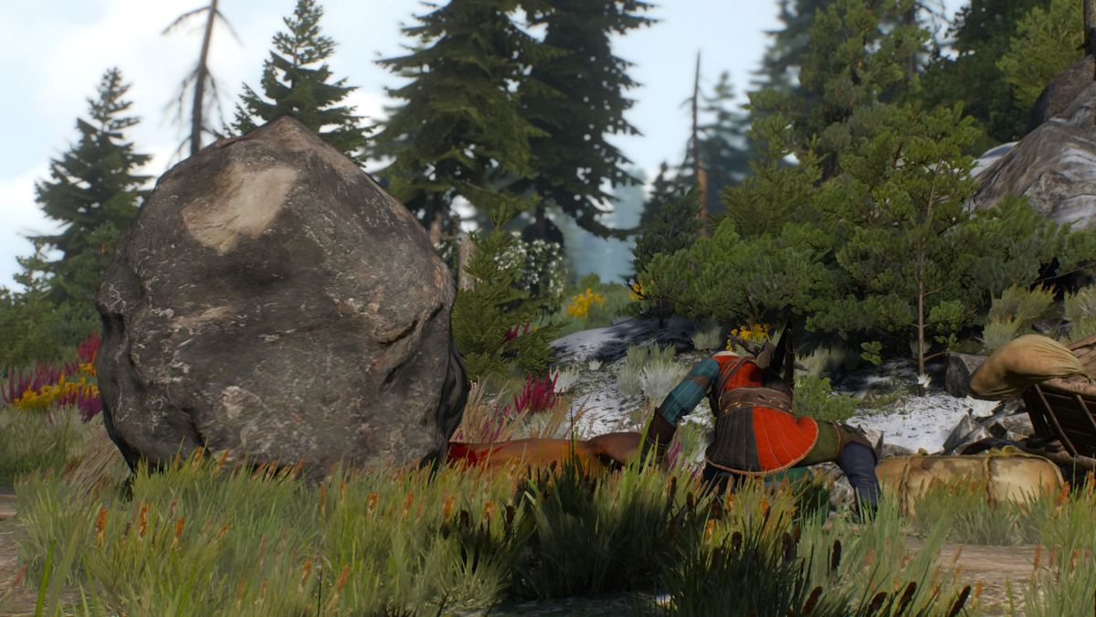 The Witcher 3: Wild Hunt - New Quest: "Contract: Skellige's Most Wanted" (PlayStation 4) screenshot: Barely evading the boulder that came rolling down from the mountain