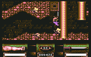 First Samurai (Commodore 64) screenshot: Climbing a pole