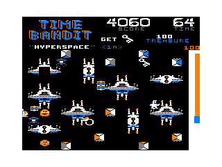 Time Bandit (TRS-80 CoCo) screenshot: One of the Space worlds...