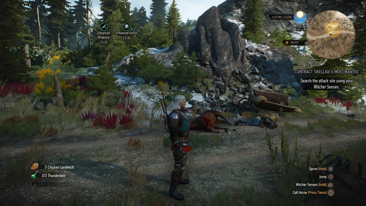 The Witcher 3: Wild Hunt - New Quest: "Contract: Skellige's Most Wanted" (PlayStation 4) screenshot: Starting your investigation at the crime scene