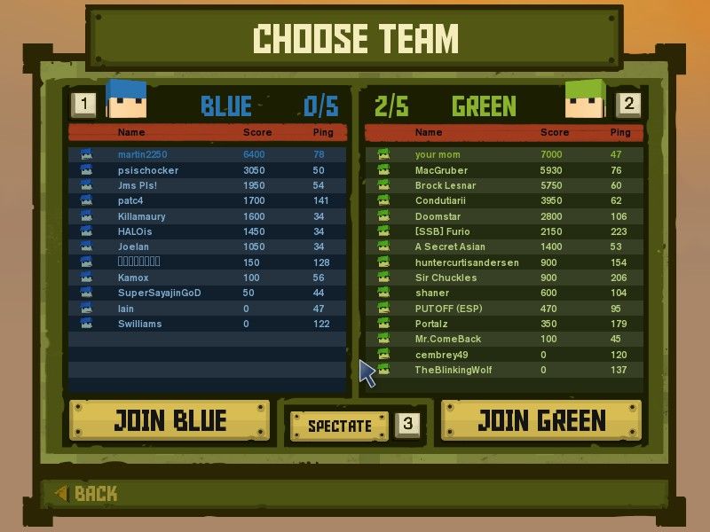 <small>Ace of Spades (Windows) screenshot:</small><br> Choose Your Team.