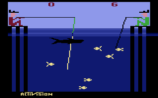 Fishing Derby (Atari 2600) screenshot: Some fishing in progress...