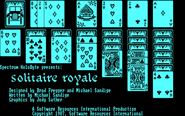 Solitaire Royale (DOS) screenshot: Title Screen (CGA)