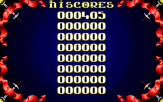 Demon Blue (DOS) screenshot: hiscores...