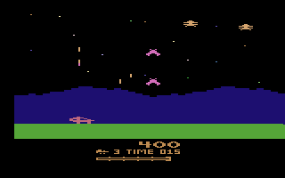 Moon Patrol (Atari 2600) screenshot: Aliens attacking!