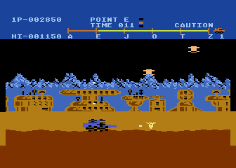 Moon Patrol (Atari 5200) screenshot: Aliens are attacking...