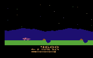 Moon Patrol (Atari 2600) screenshot: Craters and rocks to jump over
