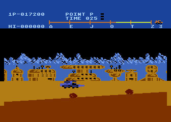 Moon Patrol (Atari 5200) screenshot: Jumping rocks...