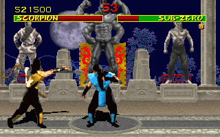 Mortal Kombat (DOS) screenshot: Sub-zero vs Scorpion