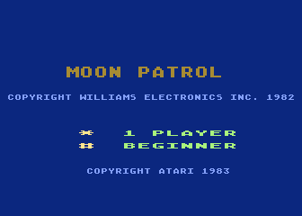 Moon Patrol (Atari 8-bit) screenshot: Title screen