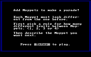 Moptown Parade (DOS) screenshot: The game instructions
