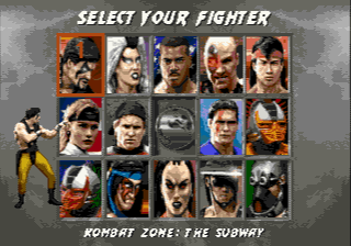 Mortal Kombat 3 (Genesis) screenshot: Selecting your fighter