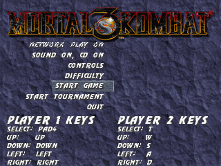 Mortal Kombat 3 (DOS) screenshot: Main Menu