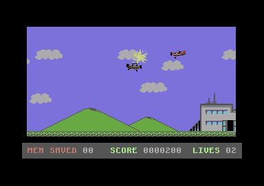 Kamikaze (Commodore 64) screenshot: Shot one of his planes