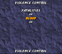 Mortal Kombat 3 (SNES) screenshot: Violence control options