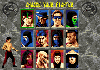 Mortal Kombat II (Genesis) screenshot: Choosing your character