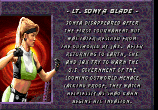Mortal Kombat 3 (Genesis) screenshot: Character background