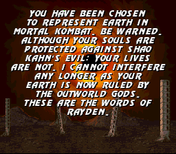 Mortal Kombat 3 (SNES) screenshot: Story