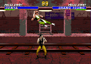 Mortal Kombat 3 (Genesis) screenshot: Sonya flies high