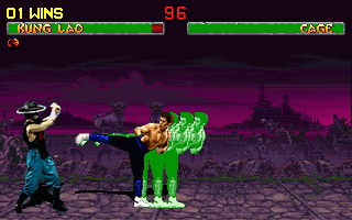 Mortal Kombat II (DOS) screenshot: Johnny Cage's shadow kick