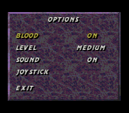 Mortal Kombat 3 (Genesis) screenshot: Options