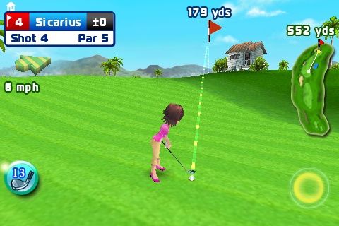 Let's Golf! (iPhone) screenshot: 179yds - could be a chip-in.