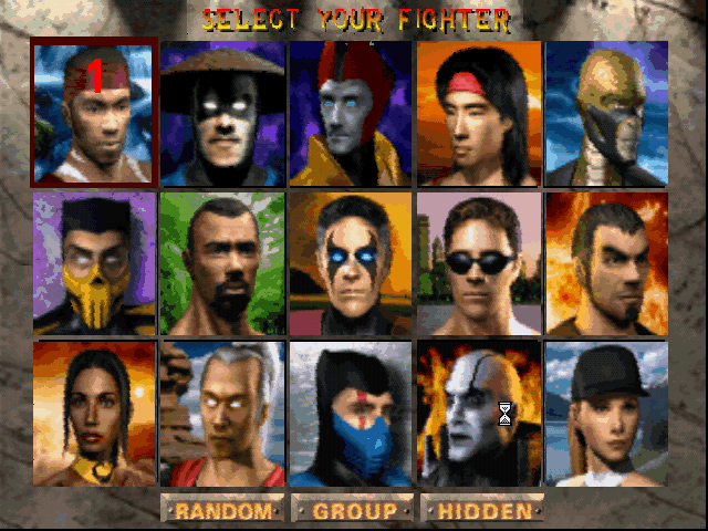 Mortal Kombat 4 (Windows) screenshot: The Fighters u get to select from