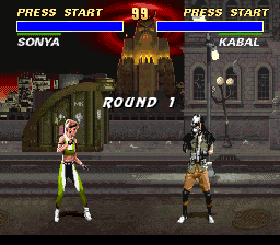Mortal Kombat 3 (SNES) screenshot: Starting the battle on the street