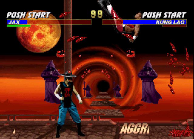 Mortal Kombat Trilogy (Windows) screenshot: Jax in trouble