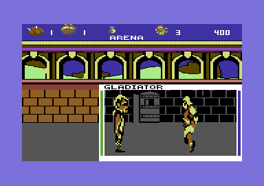 Ardok the Barbarian (Commodore 64) screenshot: Fighting a gladiator