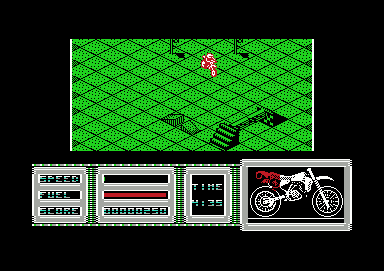 Motorbike Madness (Commodore 64) screenshot: getting ready to do some tricks!