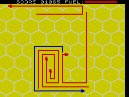 Blind Alley (ZX Spectrum) screenshot: Level 2, set 1 - Corralling two. Only safe space eastwards.
