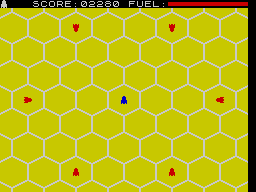 Blind Alley (ZX Spectrum) screenshot: Level 3, intro - Six red arrows.