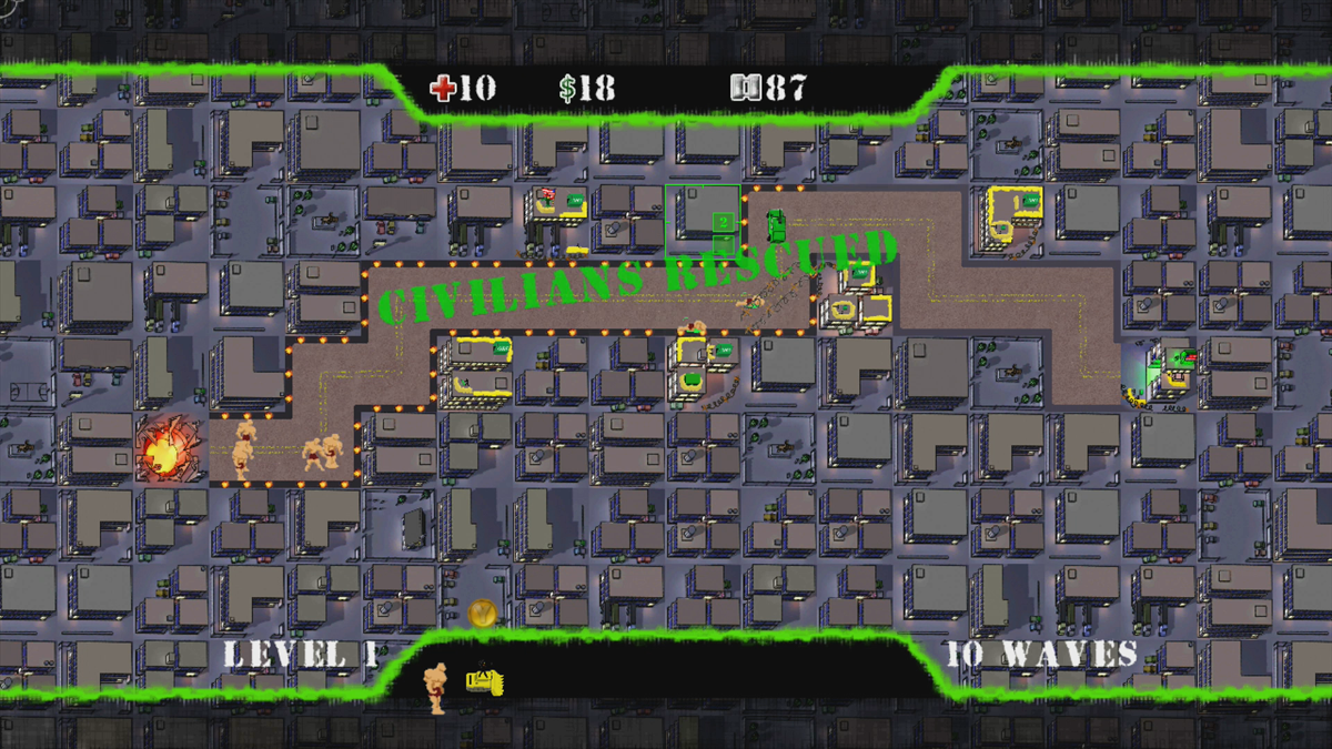 Zombie Armageddon (Xbox 360) screenshot: Rescuing civilians rewards money (Trial version)