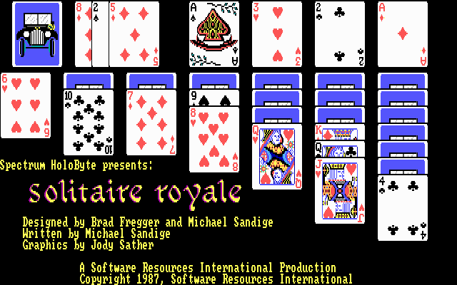 Solitaire Royale (DOS) screenshot: Title Screen (EGA)