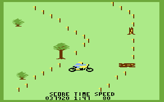 Motocross Racer (Commodore 64) screenshot: The uphill race