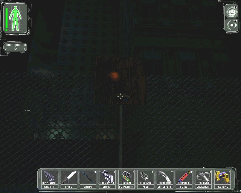 Deus Ex (Windows) screenshot: You can play basketball (in a makeshift sort of way)