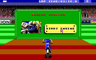 Motocross (DOS) screenshot: You don't see this often -- only when you're driving badly