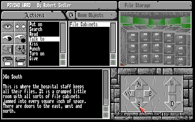 Psycho Ward (Amiga) screenshot: File storage room