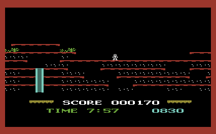 Mountain King (VIC-20) screenshot: Beginning the game near the top of the mountain